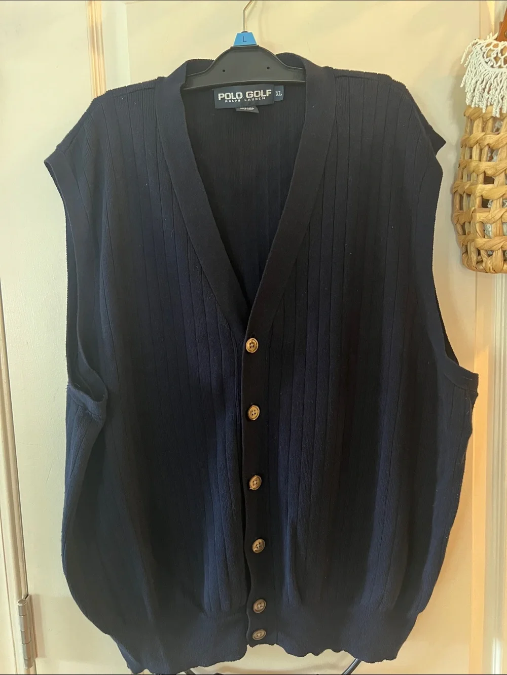 Vintage Ralph Lauren Polo Golf Navy Ribbed Knit Sweater Vest